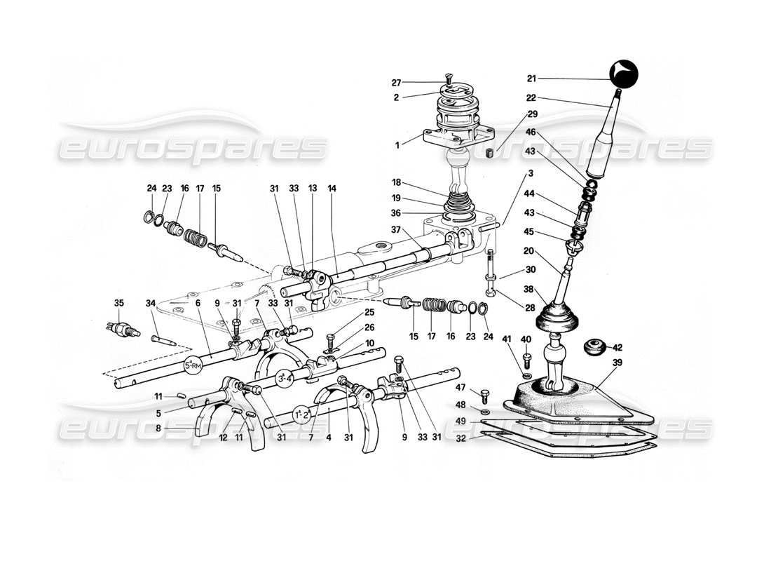 ferrari 412 (mechanical) commandes intérieures et extérieures de la boîte de vitesses - 412 m. schéma des pièces