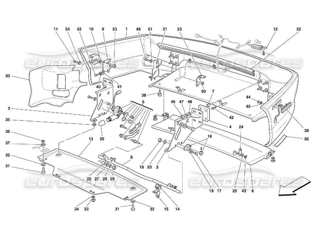 ferrari 456 gt/gta pare-chocs arrière et becquet mobile -pas pour 456 diagramme de pièce gta