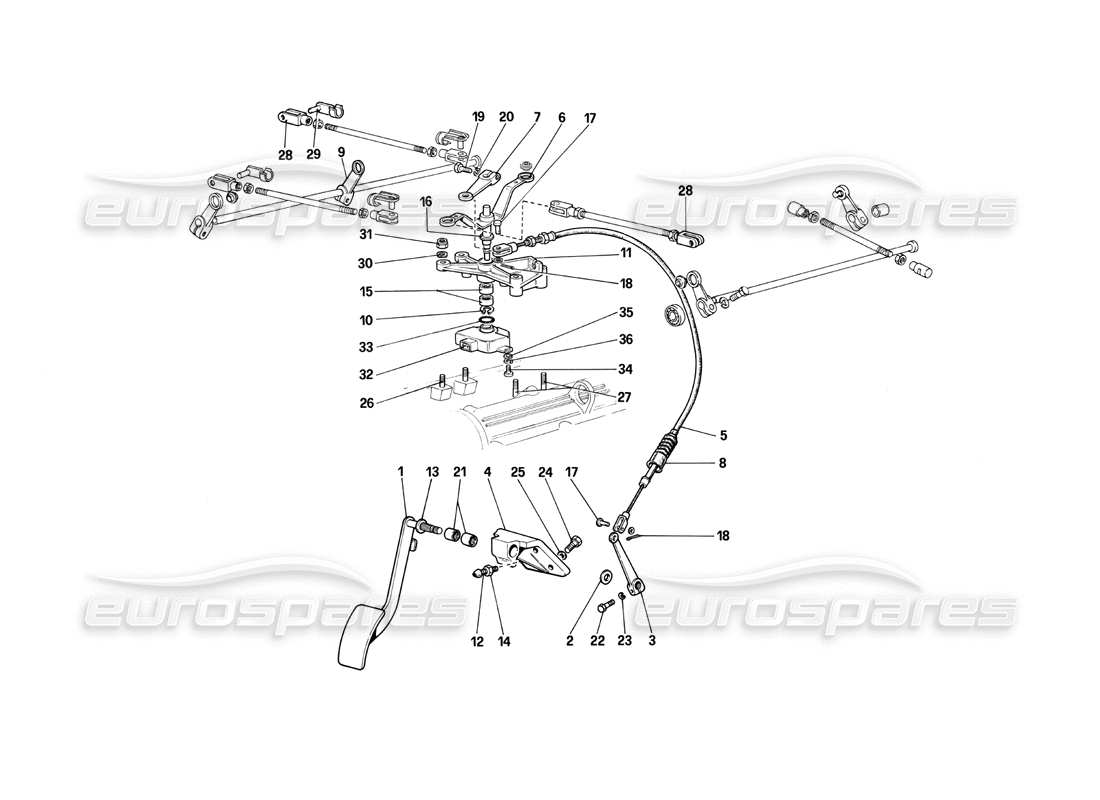 ferrari 412 (mechanical) commandes des gaz rhd schéma des pièces
