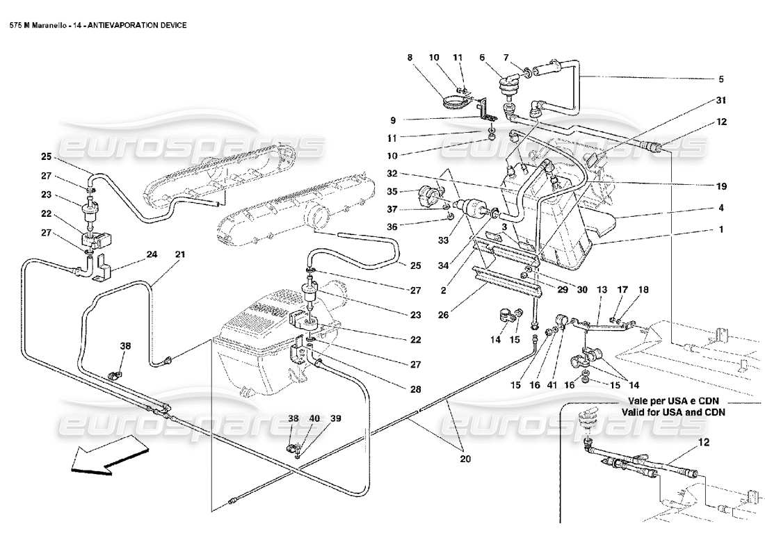 ferrari 575m maranello schéma des pièces du dispositif anti-évaporation