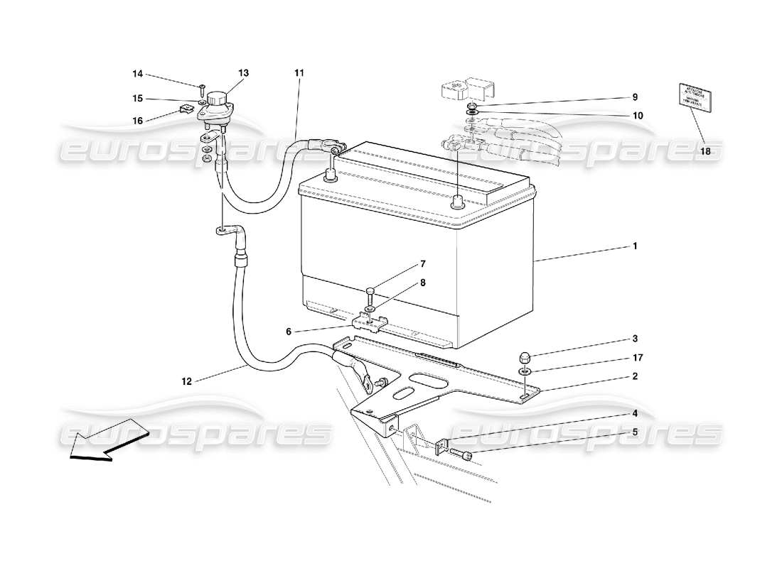 ferrari 456 gt/gta diagramme des pièces de la batterie