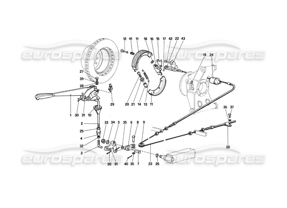 ferrari 412 (mechanical) commande de frein à main schéma des pièces