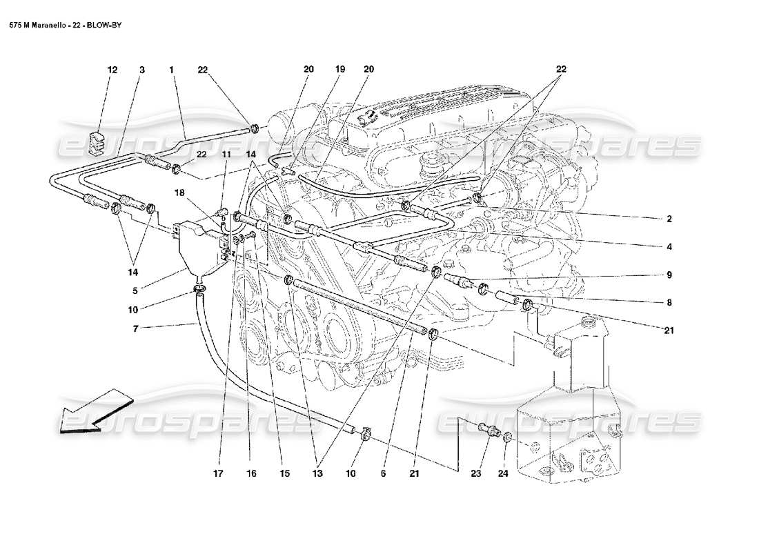 ferrari 575m maranello diagramme des pièces du système blow-by