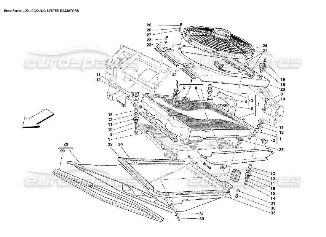 ferrari enzo radiateurs du système de refroidissement schéma des pièces