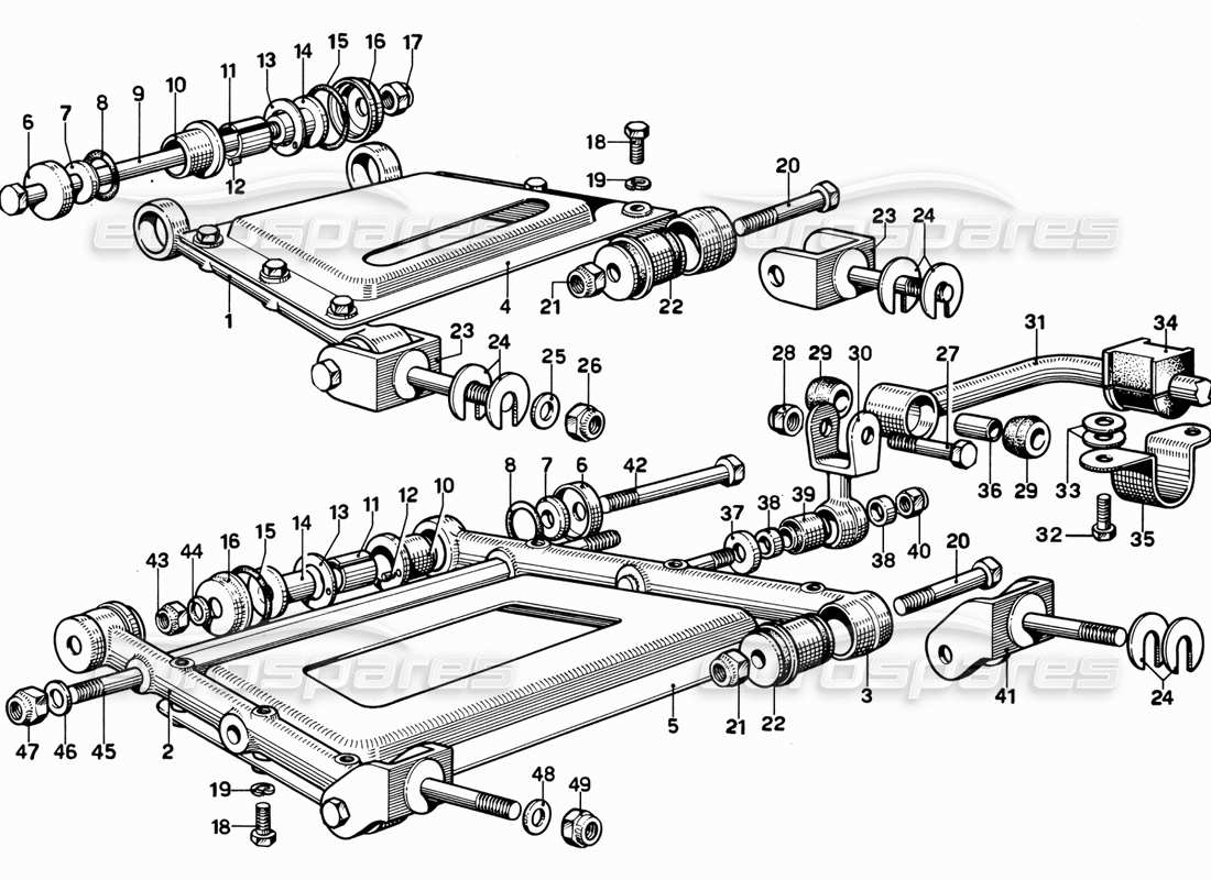 ferrari 365 gt 2+2 (mechanical) schéma des pièces de la suspension arrière