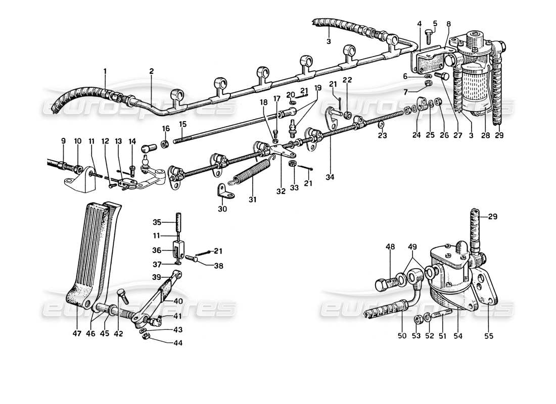 ferrari 275 gtb4 alimentation et contrôles schéma des pièces