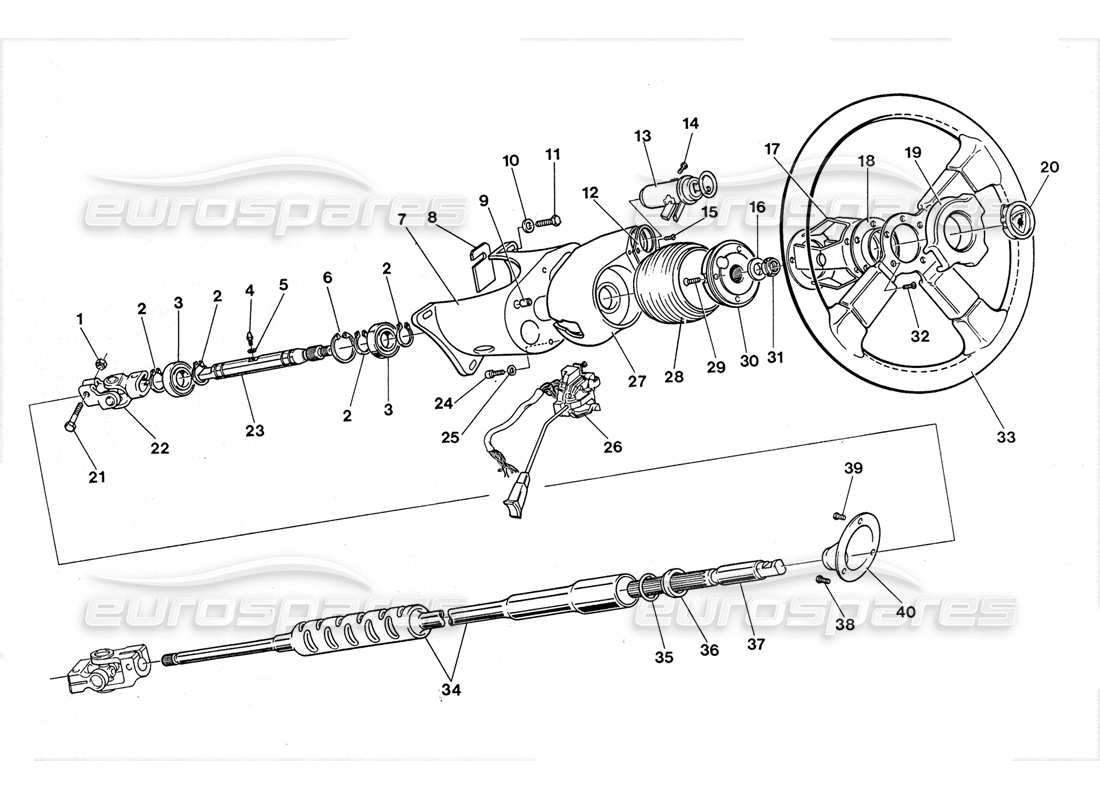 lamborghini lm002 (1988) commandes de direction schéma des pièces