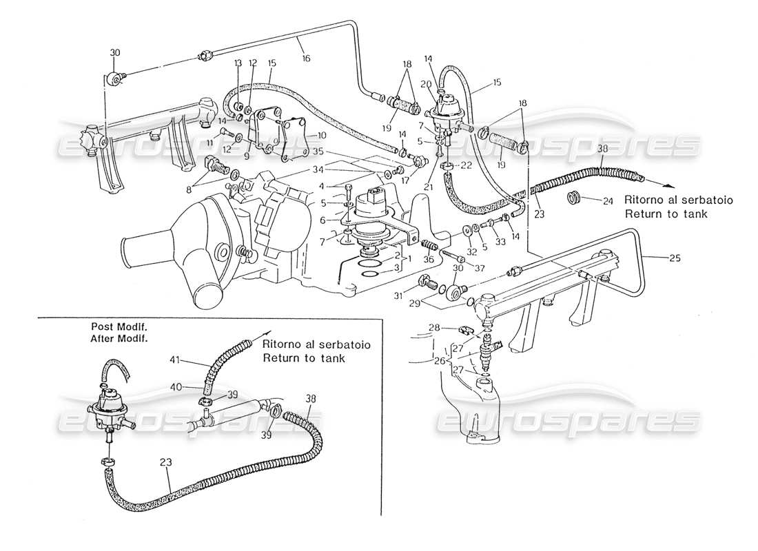 maserati karif 2.8 système d'injection - schéma des pièces des accessoires