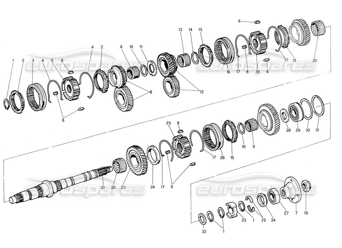 maserati biturbo spider transmission - arbre principal schéma des pièces
