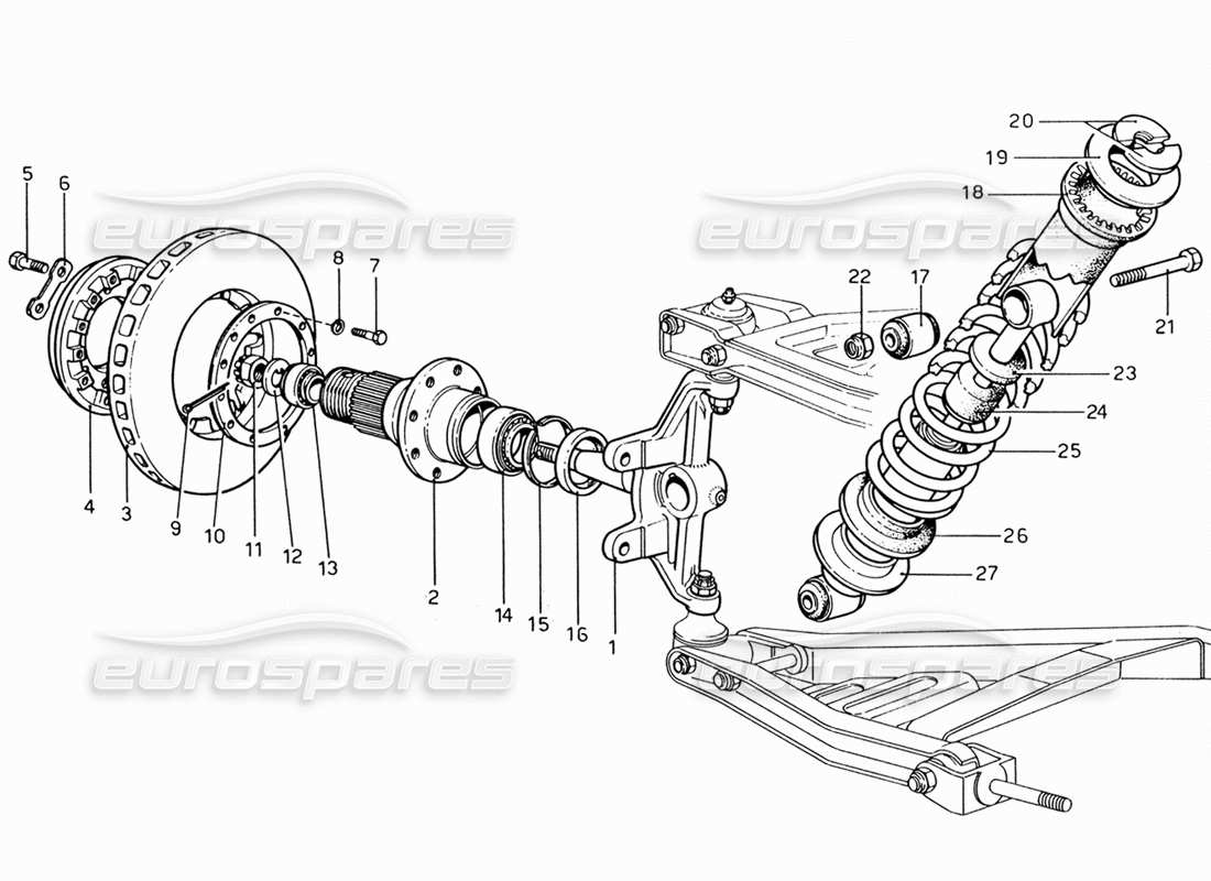 ferrari 206 gt dino (1969) suspension avant - schéma des pièces de l'amortisseur
