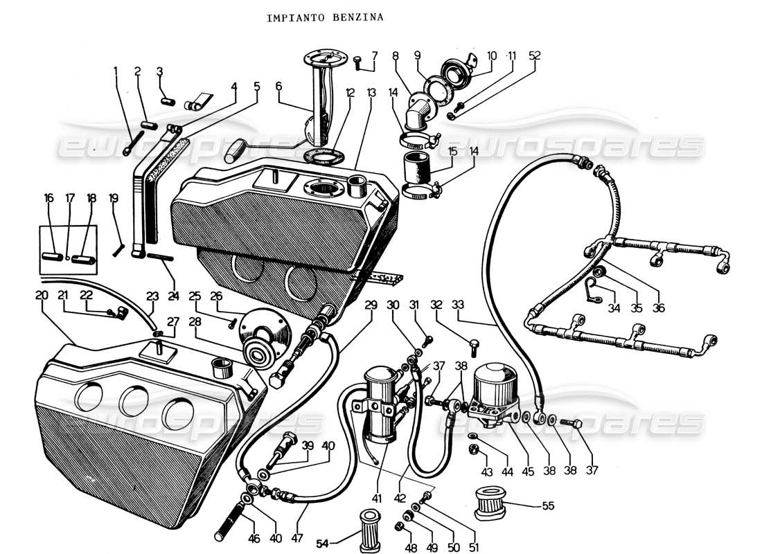 lamborghini espada système de carburant schéma des pièces