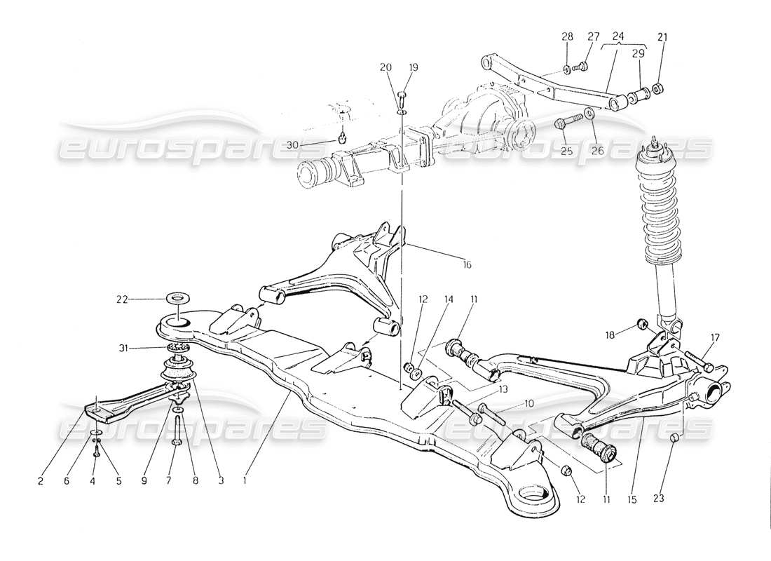 maserati karif 2.8 suspension arrière schéma des pièces