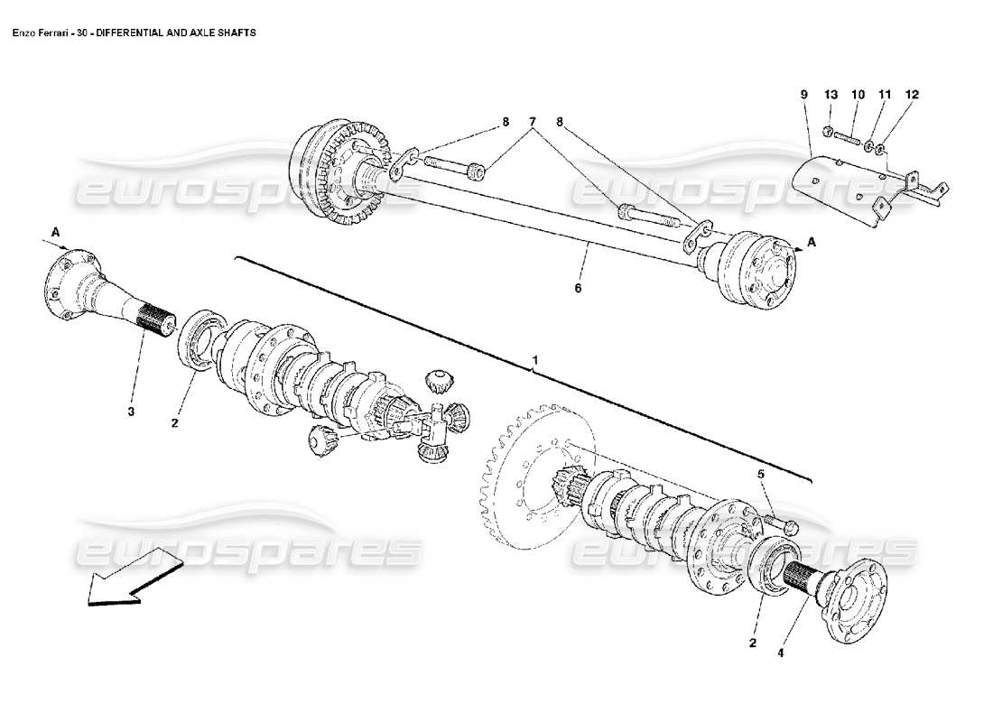 ferrari enzo arbres de différentiel et d'essieu schéma des pièces