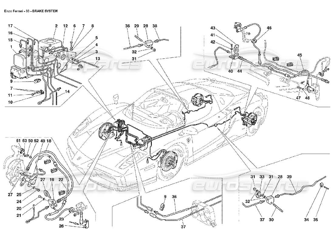 ferrari enzo système de freinage schéma des pièces