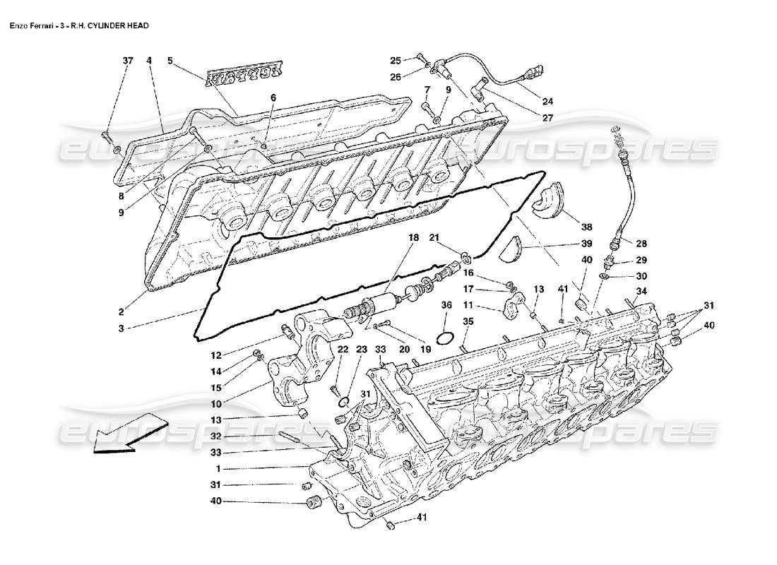 ferrari enzo schéma des pièces de la culasse droite