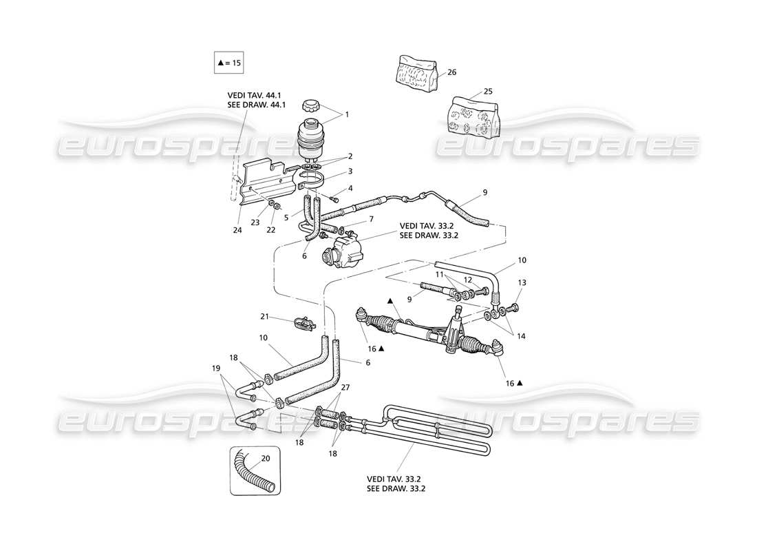 maserati qtp v8 evoluzione schéma des pièces du système de direction assistée (entraînement à gauche)