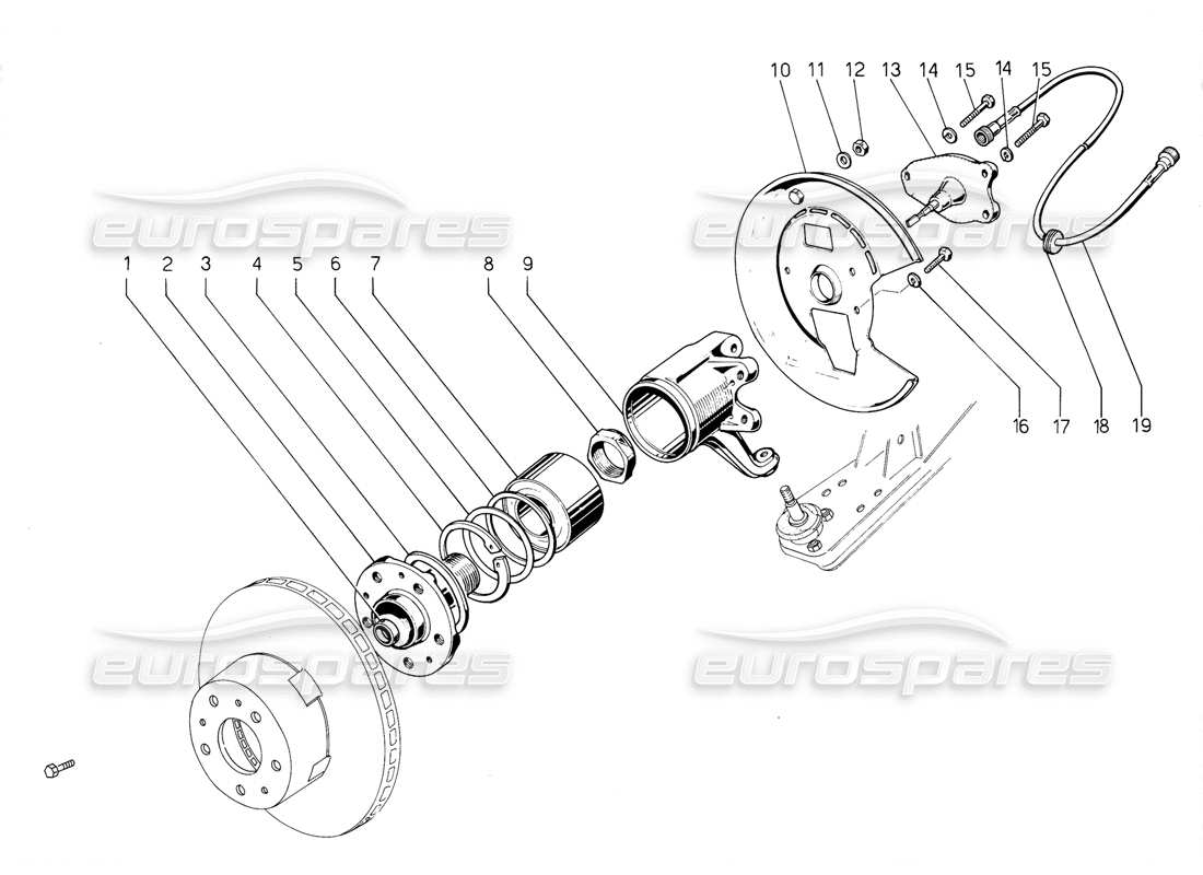 lamborghini jalpa 3.5 (1984) suspension avant schéma des pièces