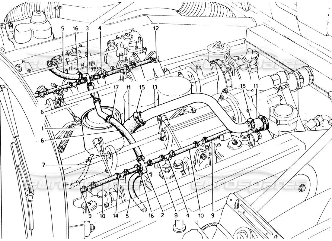 ferrari 365 gt4 2+2 (1973) diagramme des pièces du système blow-by