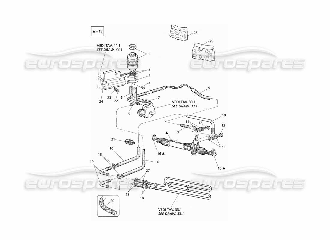 maserati qtp v6 evoluzione système de direction assistée schéma des pièces