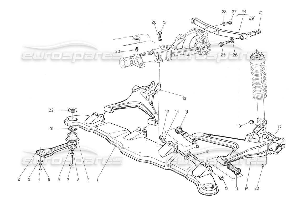 maserati biturbo spider suspension arrière schéma des pièces