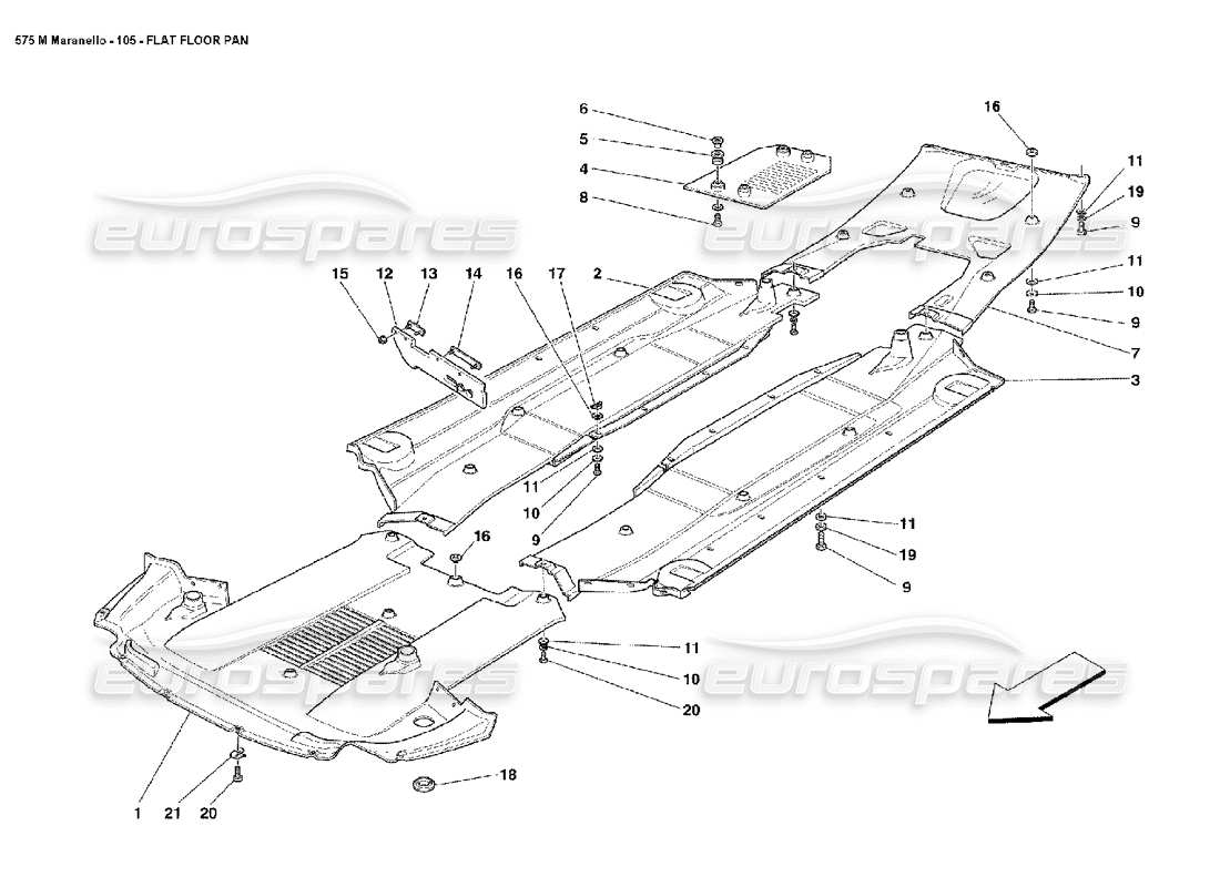 ferrari 575m maranello schéma des pièces du bac à plancher plat