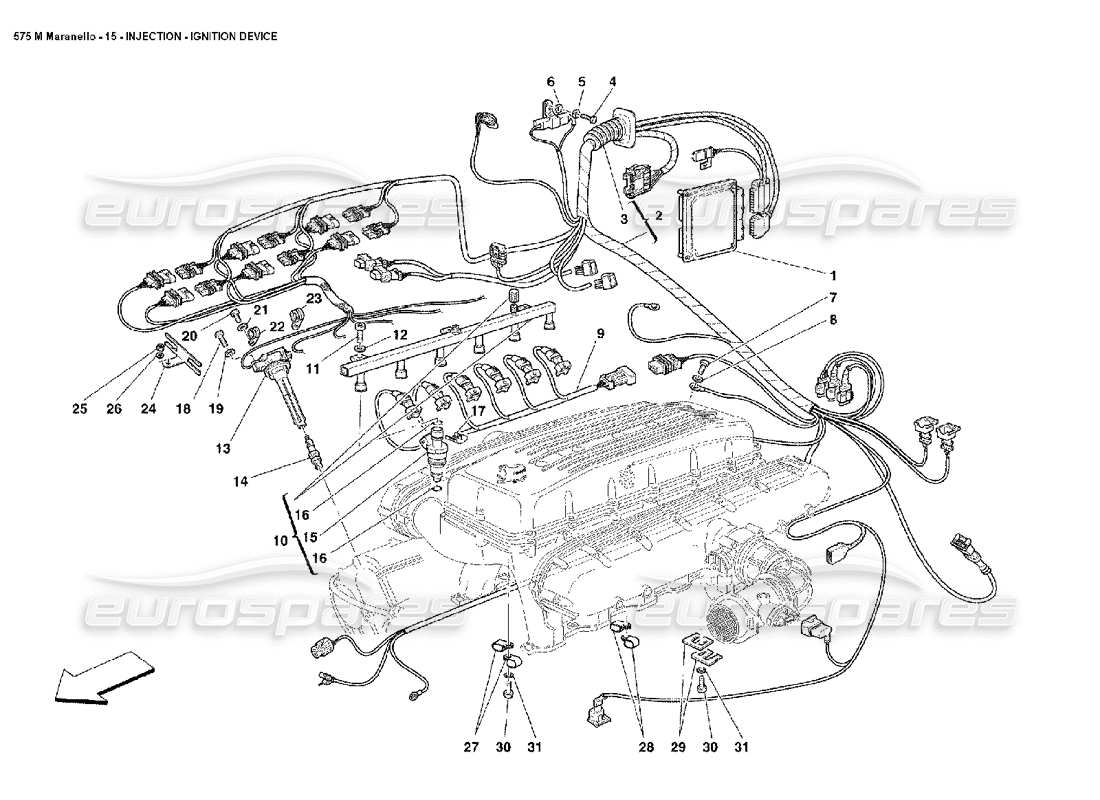 ferrari 575m maranello schéma des pièces du dispositif d'allumage par injection