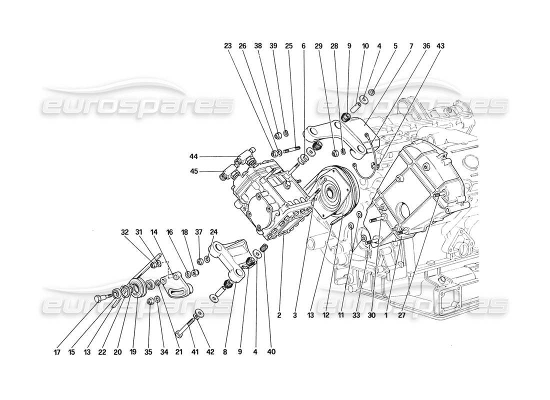 ferrari 328 (1988) compresseur et commandes de climatisation (pour versions us et sa) schéma des pièces