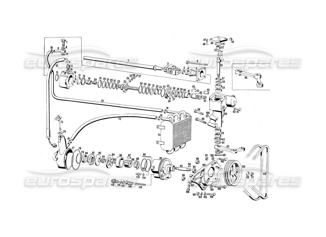maserati indy 4.2 schéma des pièces de la pompe de direction hydraulique