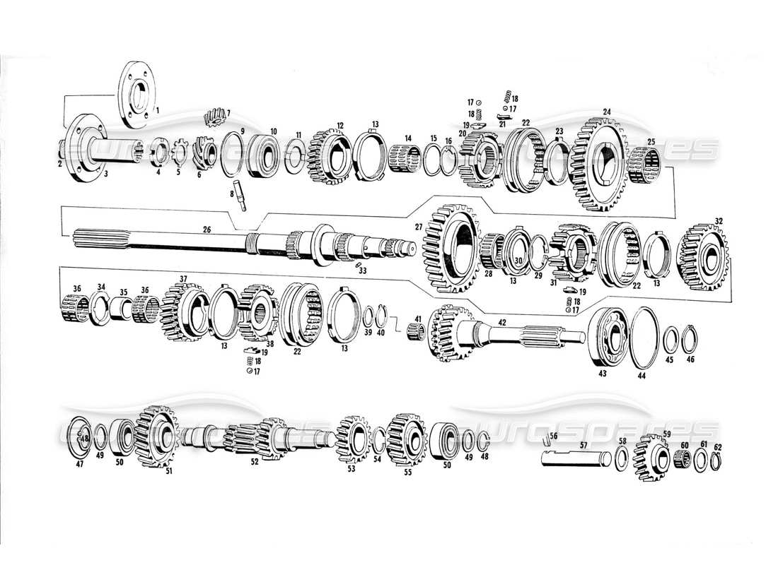 maserati indy 4.2 engrenages de transmission schéma des pièces