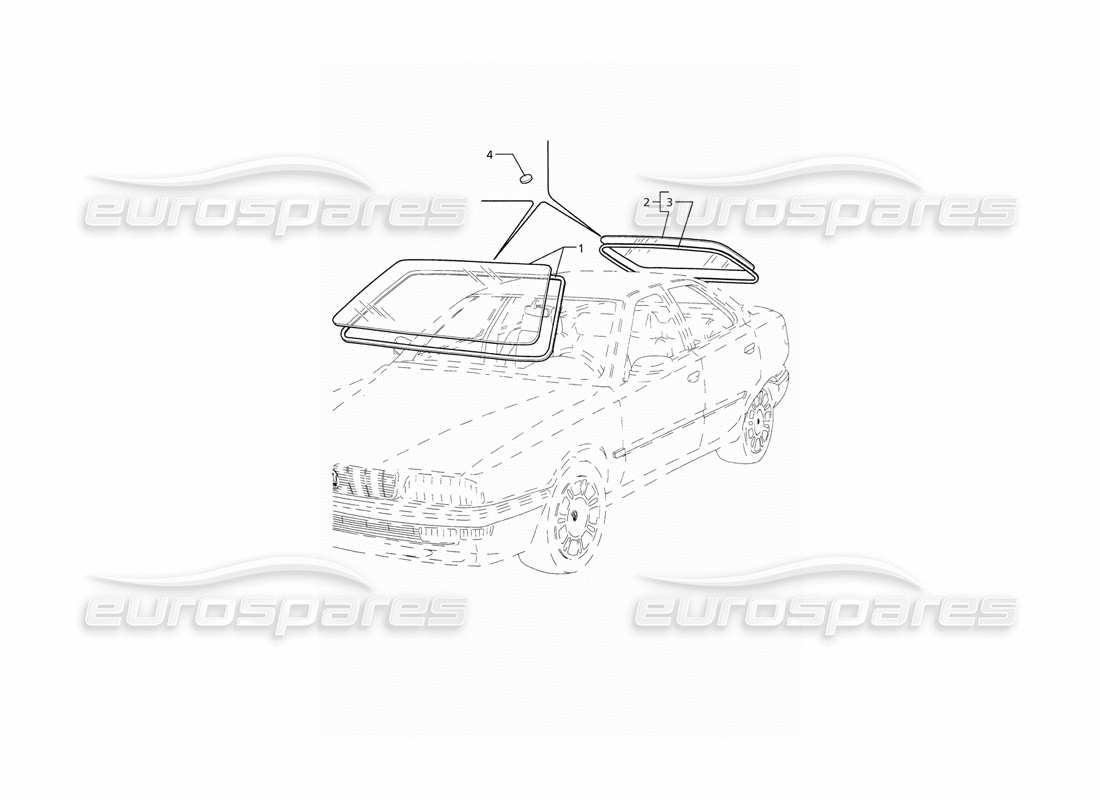 maserati qtp. 3.2 v8 (1999) diagramme de pièces de fenêtres fixes