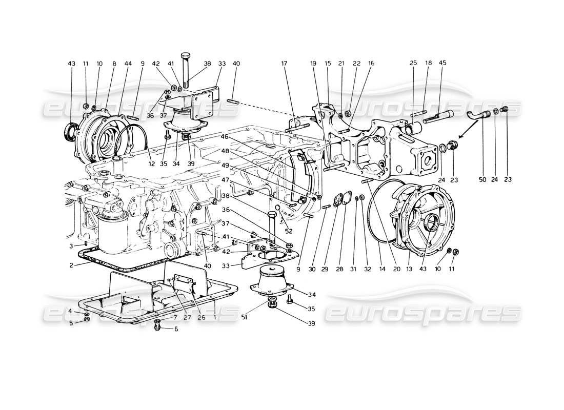 ferrari 365 gt4 berlinetta boxer boîte de vitesses - supports et couvercles schéma des pièces