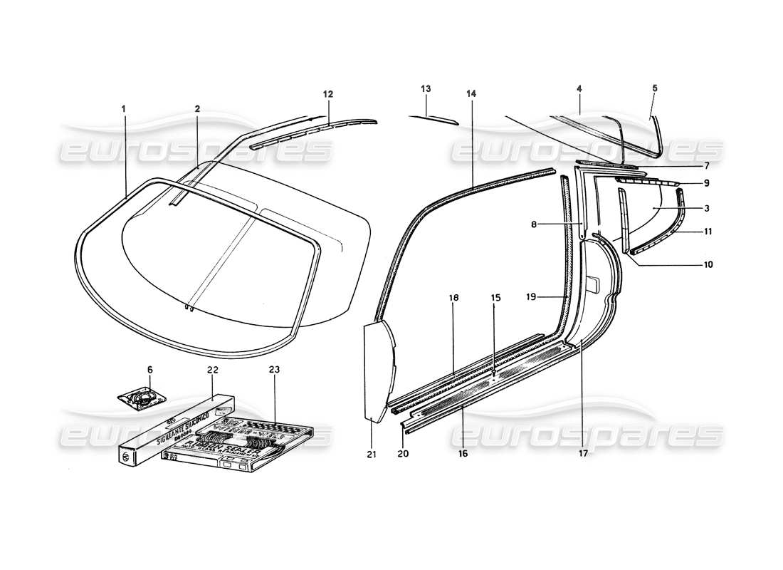 ferrari 365 gt4 berlinetta boxer diagramme des pièces de lunettes