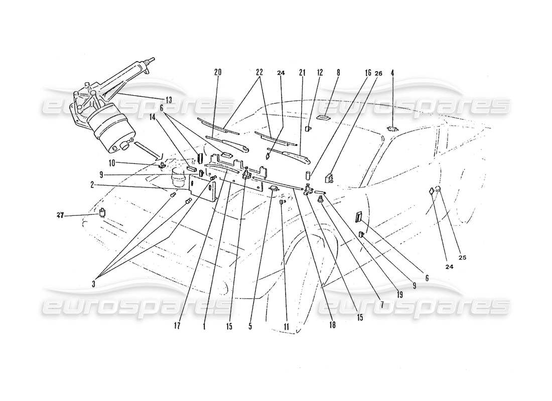 ferrari 365 gtc4 (coachwork) schéma des pièces d'essuie-glace