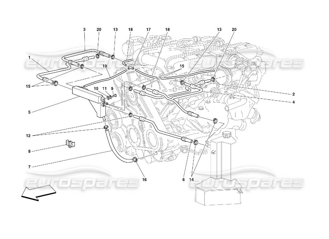 ferrari 456 gt/gta diagramme des pièces du système blow-by