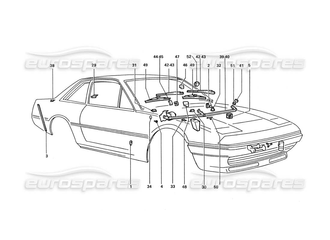 ferrari 412 (coachwork) essuie-glace mec schéma des pièces