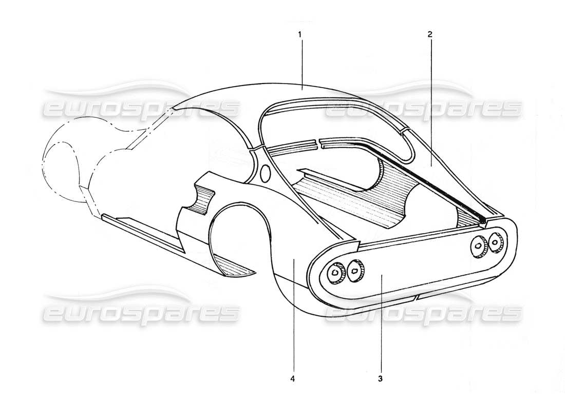 ferrari 206 gt dino (coachwork) schéma des pièces de travail de la carrosserie arrière