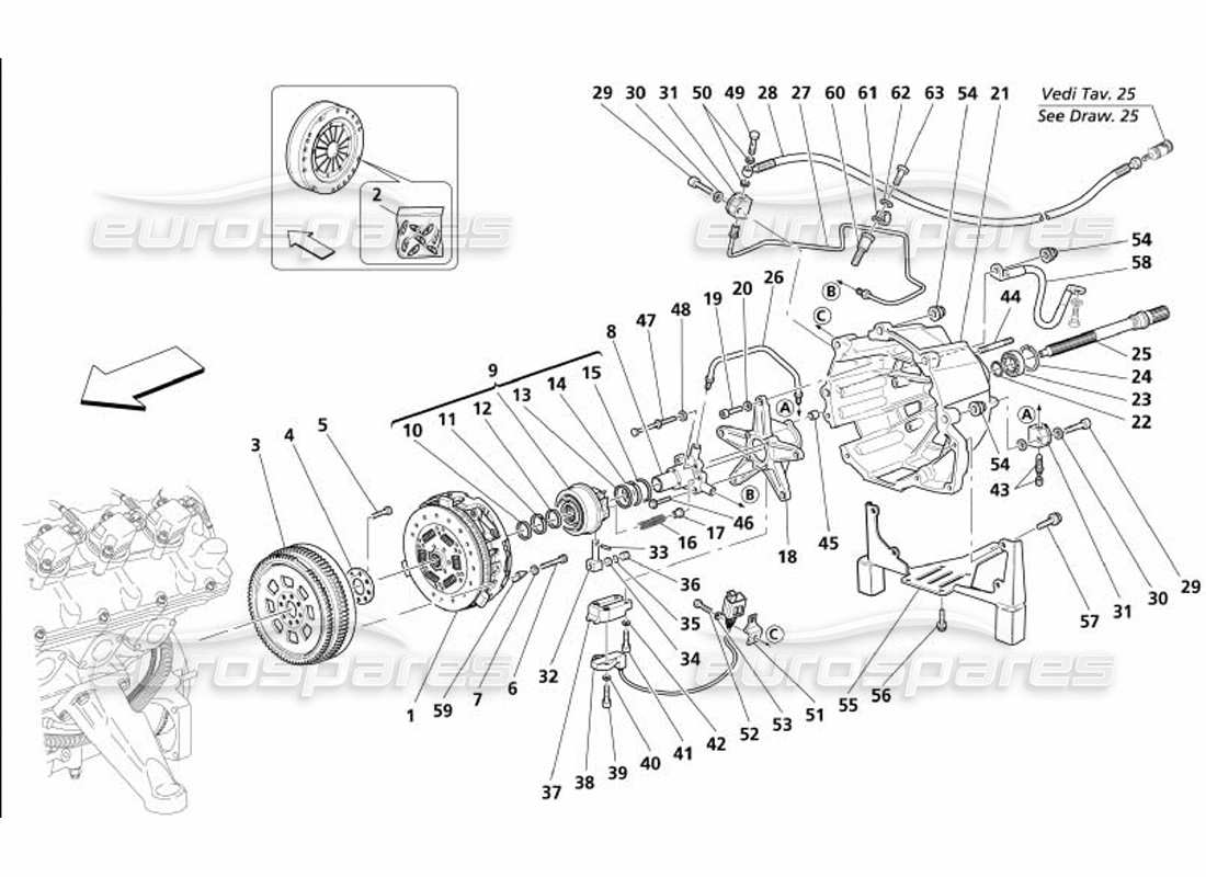 maserati 4200 gransport (2005) embrayage et commandes schéma des pièces
