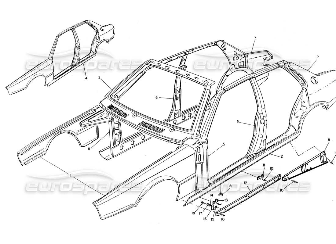 maserati 418 / 4.24v / 430 schéma des pièces de carrosserie-panneaux externes