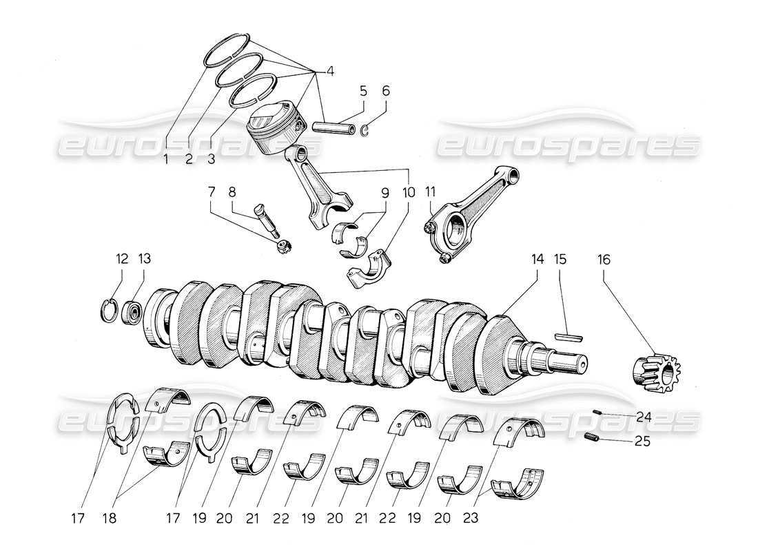 lamborghini countach 5000 s (1984) diagramme de pièce de vilebrequin