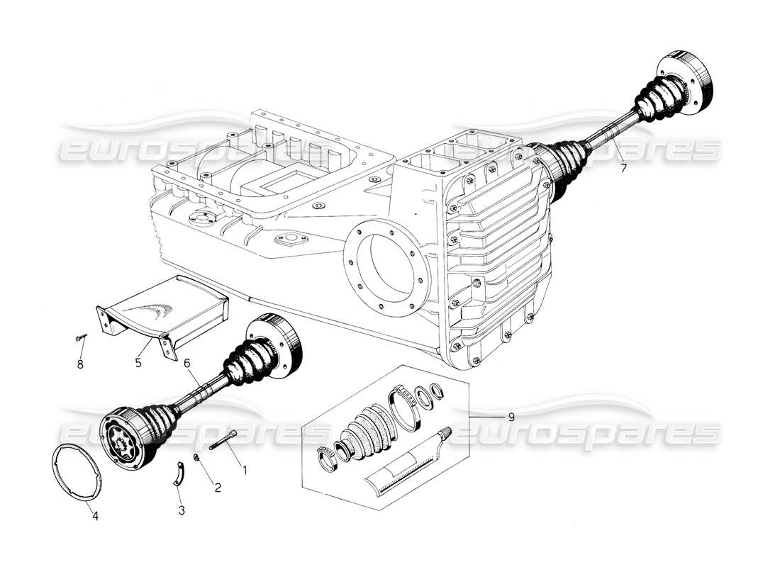 lamborghini countach 5000 qvi (1989) diagramme des pièces des arbres de transmission