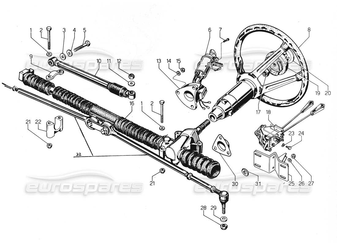 lamborghini urraco p300 schéma des pièces de direction