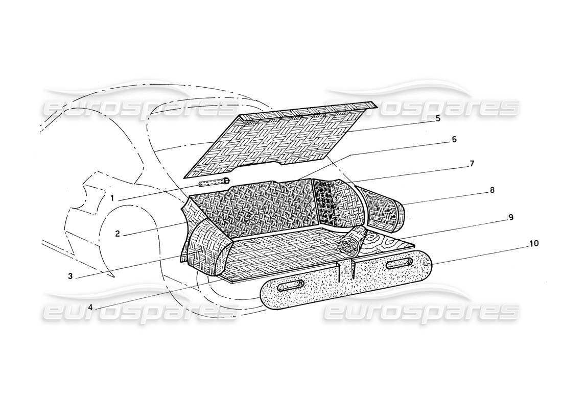 ferrari 206 gt dino (coachwork) schéma des pièces des tapis et panneaux de coffre