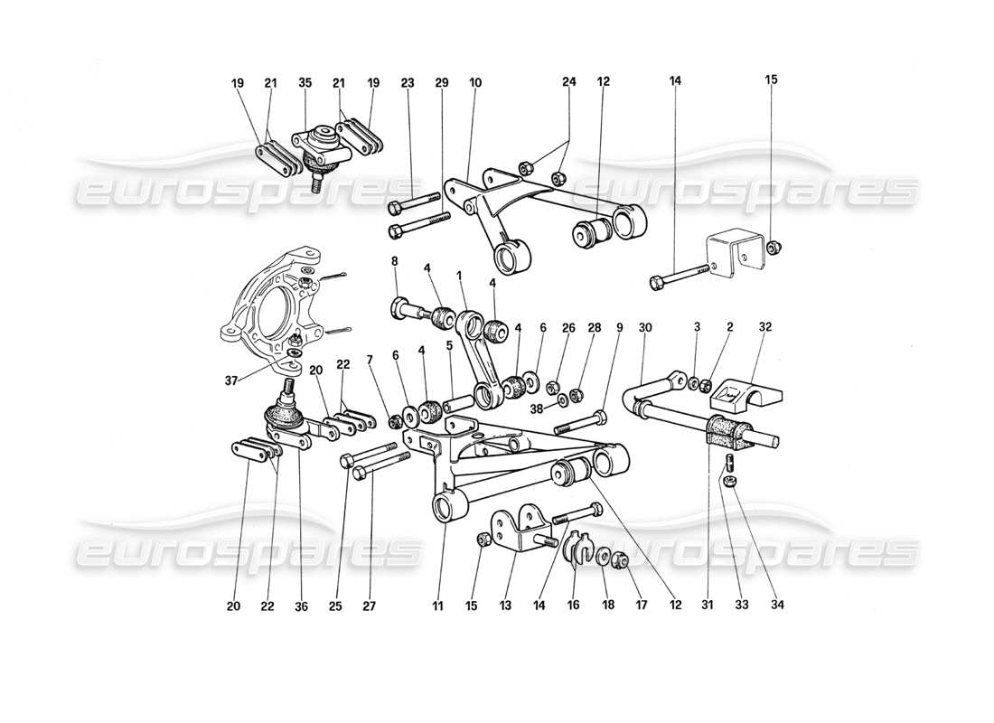 ferrari 288 gto f ront suspension - triangles schéma des pièces