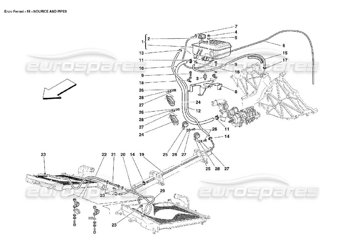 ferrari enzo nourice et tuyaux schéma des pièces