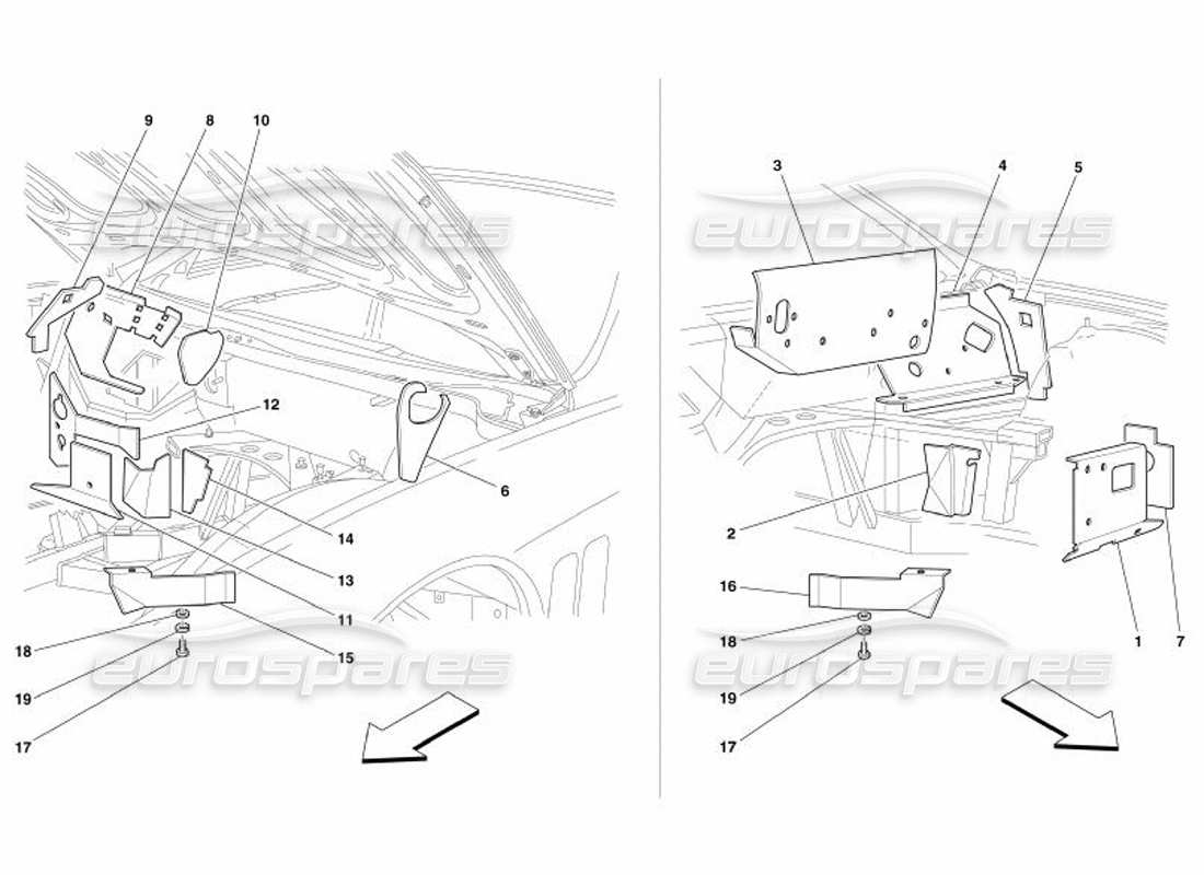 ferrari 575 superamerica isolations ignifuges du compartiment moteur - valable pour gd - schéma des pièces