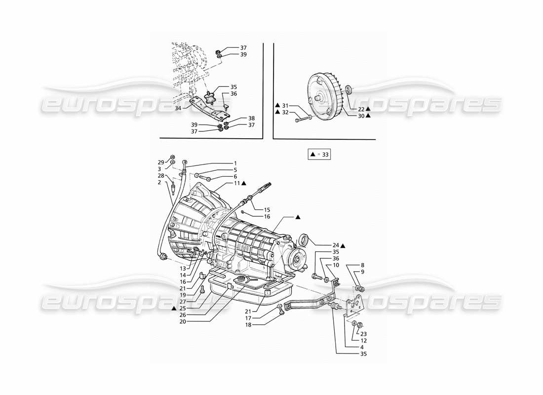 maserati ghibli 2.8 (abs) diagramme de pièce du convertisseur de transmission automatique (4hp)