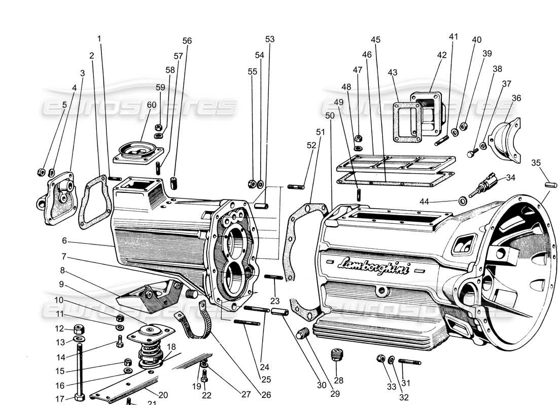LAMBORGHINI ESPADA BOÎTE DE VITESSES (0 À 750) SCHÉMA DES PIÈCES lamborghini espada boîte de vitesses (0 à 750) schéma des pièces