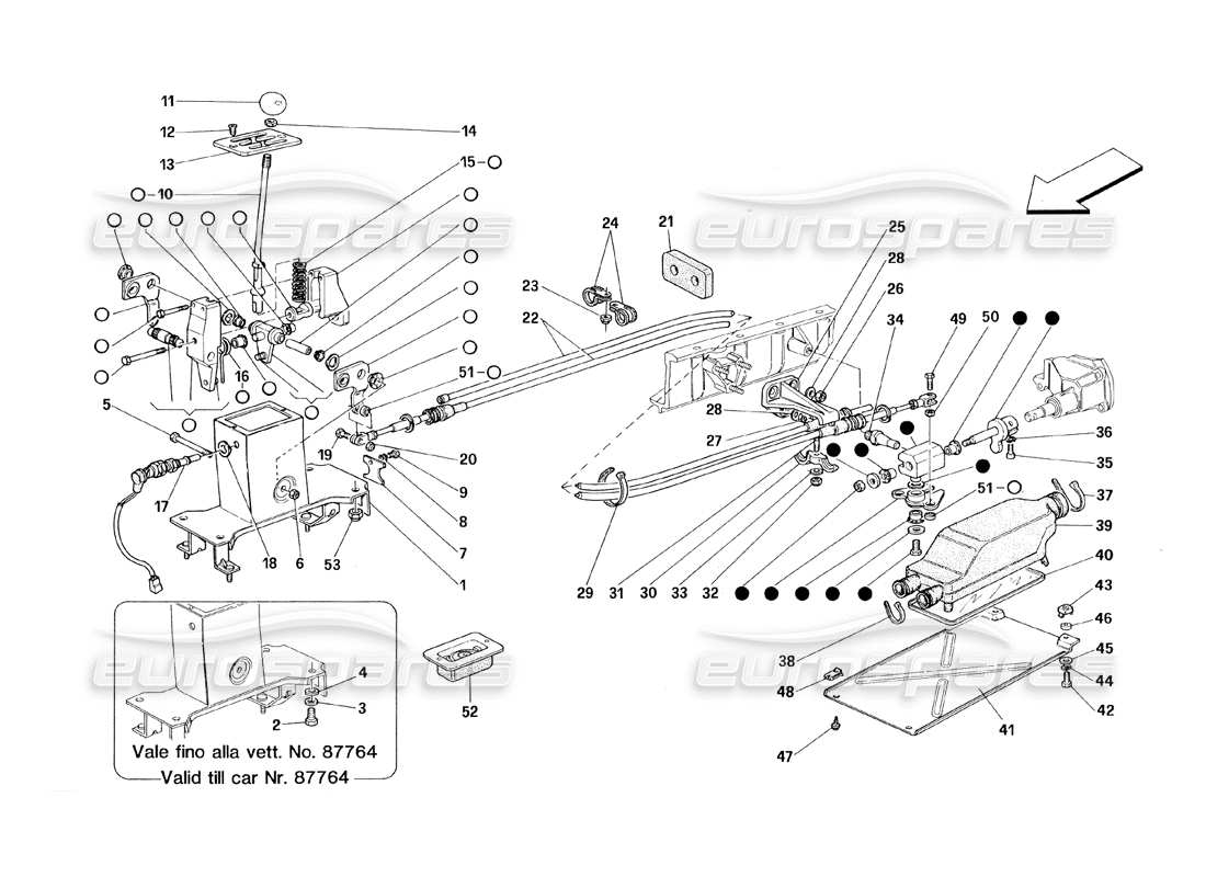 ferrari 348 (1993) tb / ts schéma des pièces des commandes extérieures de la boîte de vitesses