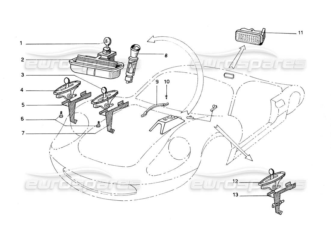 ferrari 206 gt dino (coachwork) schéma des pièces des curseurs de chauffage