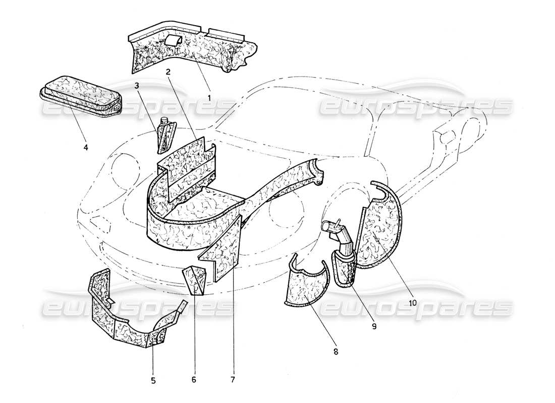 ferrari 206 gt dino (coachwork) diagramme des pièces des panneaux intérieurs avant et des protections